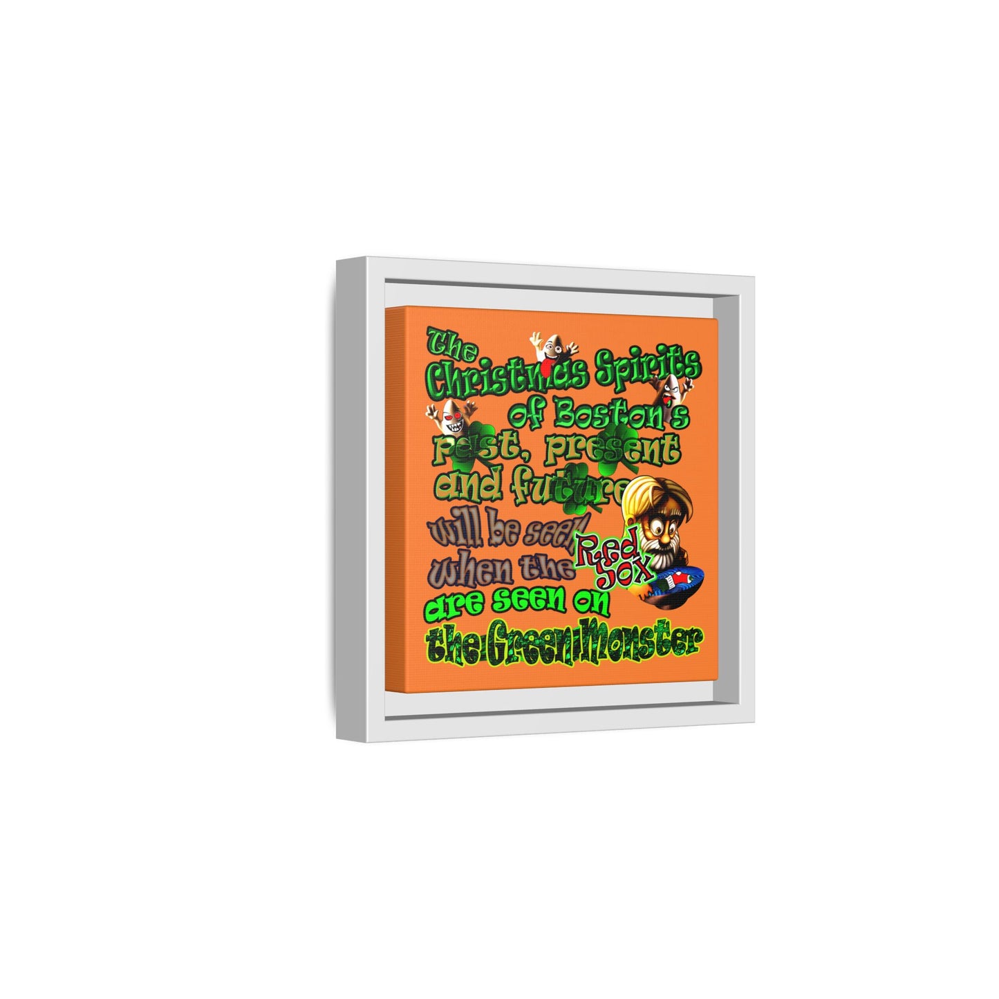 christmas spirits of boston - framed canvas art (crusta)