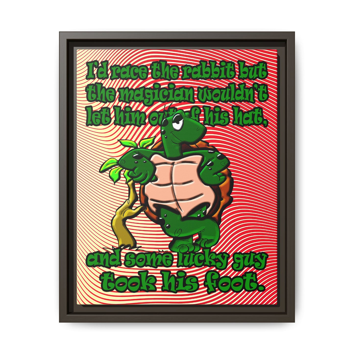turtle race - framed canvas art (yellow-orange wave)