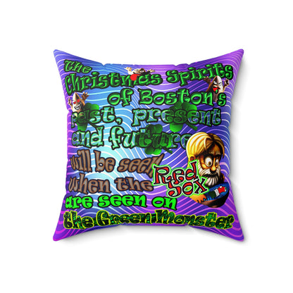 christmas spirits of boston - Faux Suede Square Pillow - (purple wave)