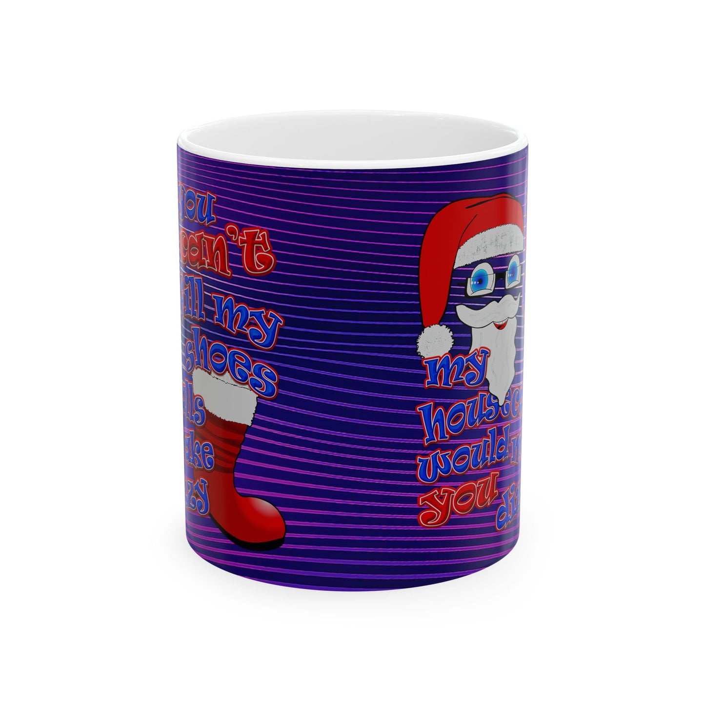 santa's shoes - White Mug (purple wave)