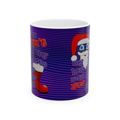 santa's shoes - White Mug (purple wave)