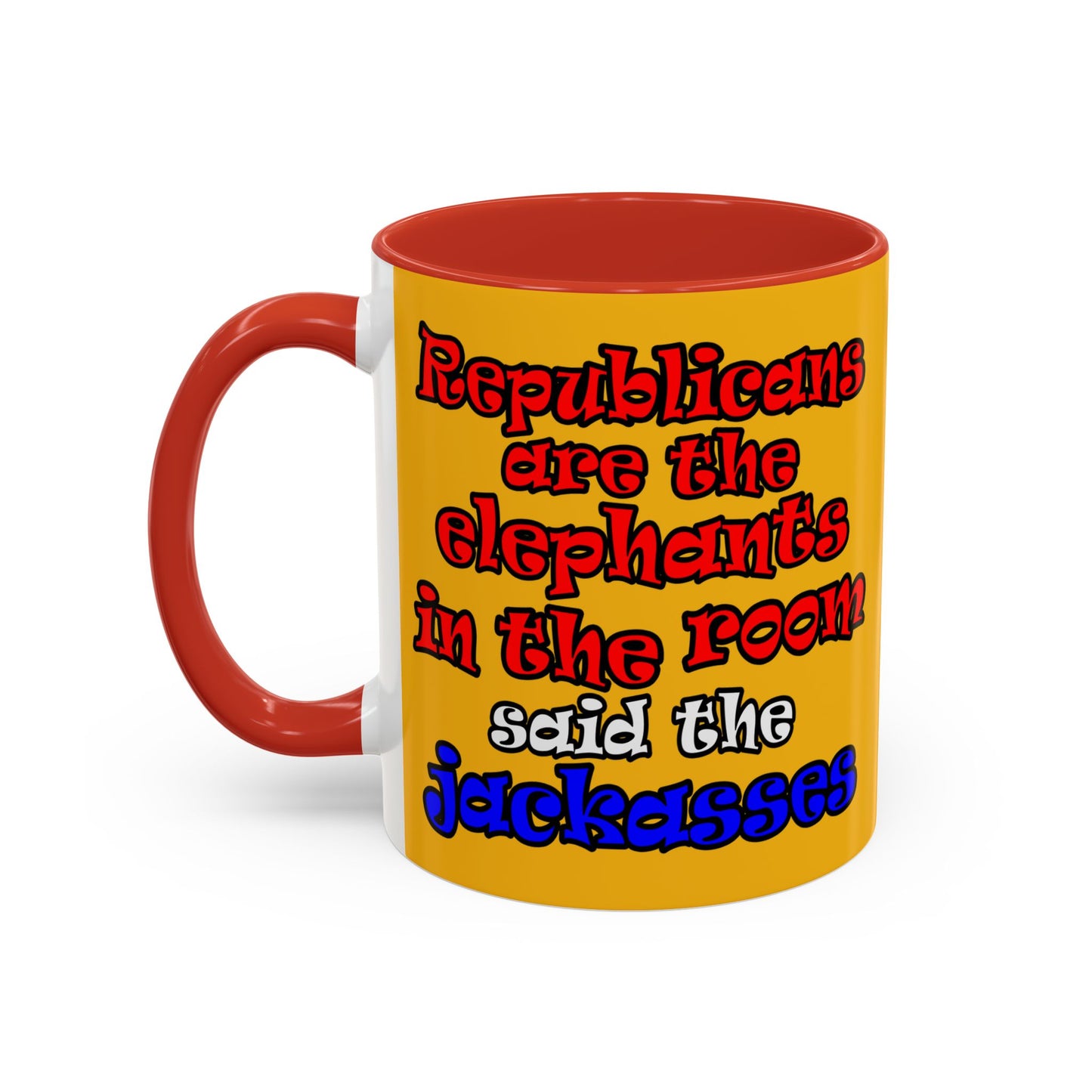 donkeys and elephants - Accent Mug (yellow)