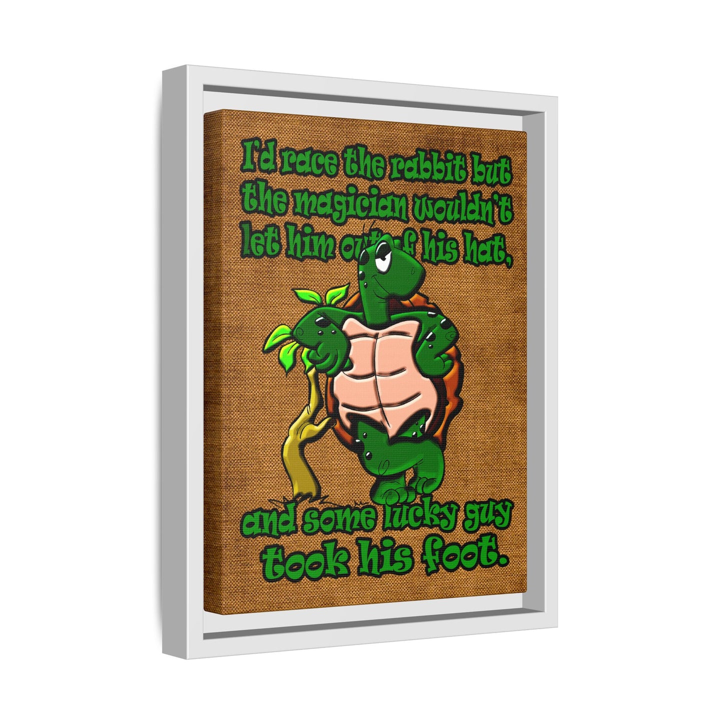 turtle race - framed canvas art (brown papyrus)