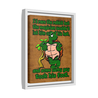 turtle race - framed canvas art (brown papyrus)