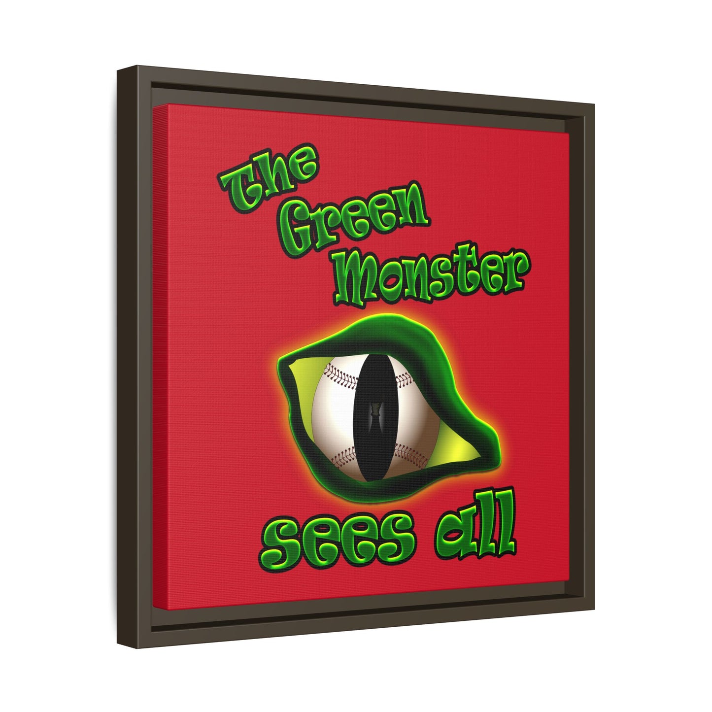 green monster - framed canvas art (dark red)