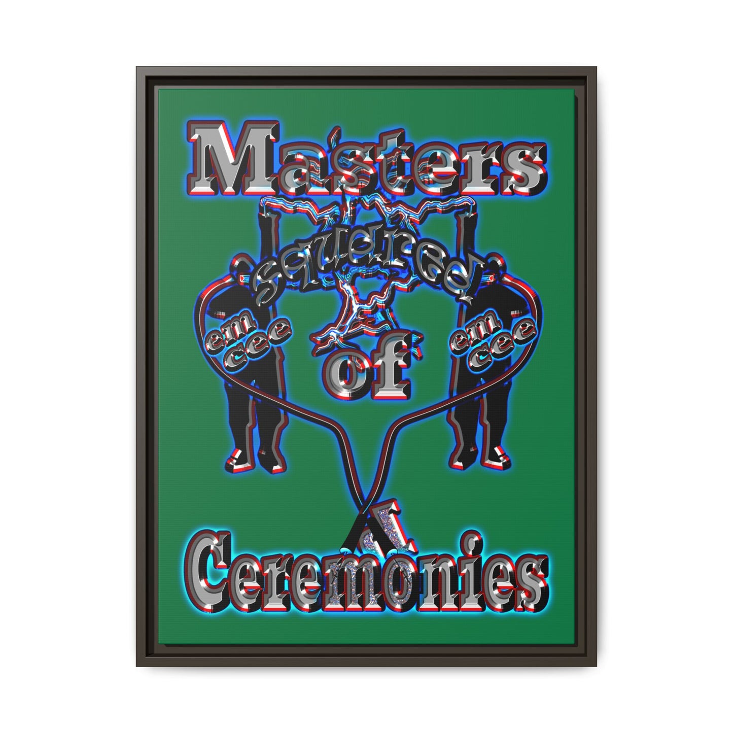 em cee squared - framed canvas art (dark green)