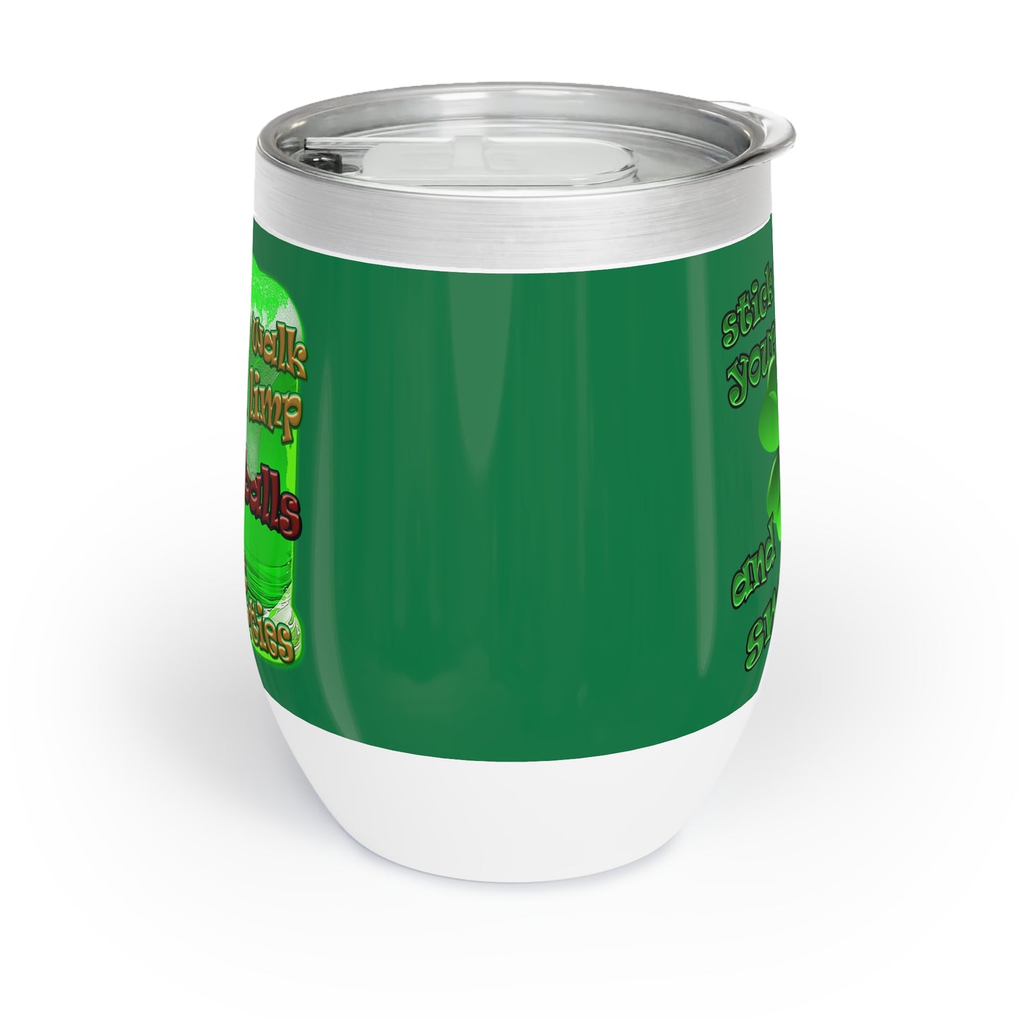celtics logo - Chill Wine Tumbler (dark green)