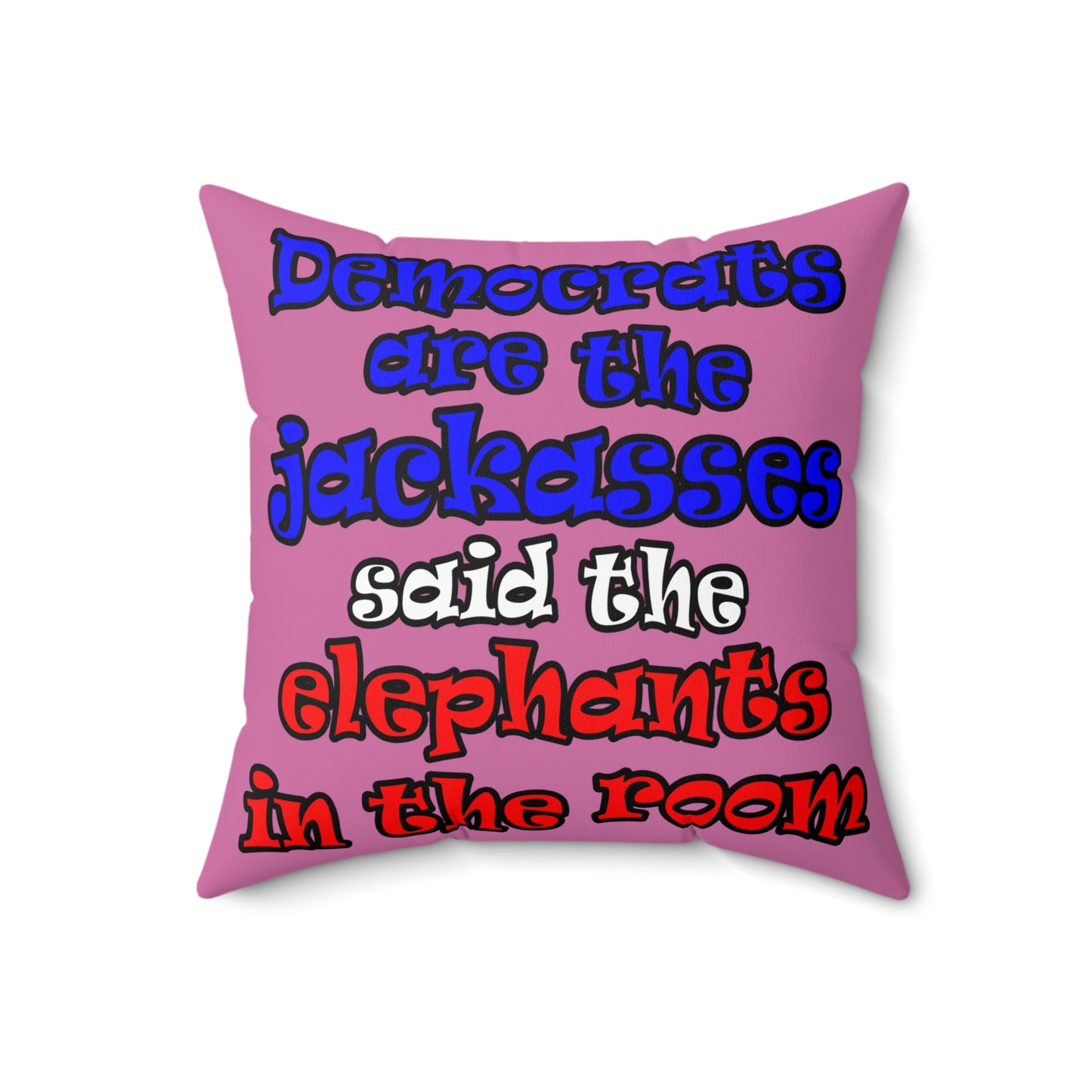 donkeys and elephants - Spun Polyester Square Pillow - (light pink)