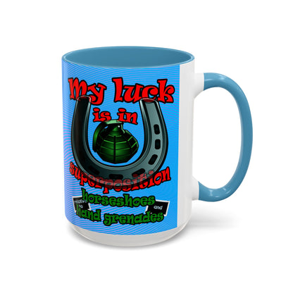 my luck - Accent Mug (light blue-purple wave)