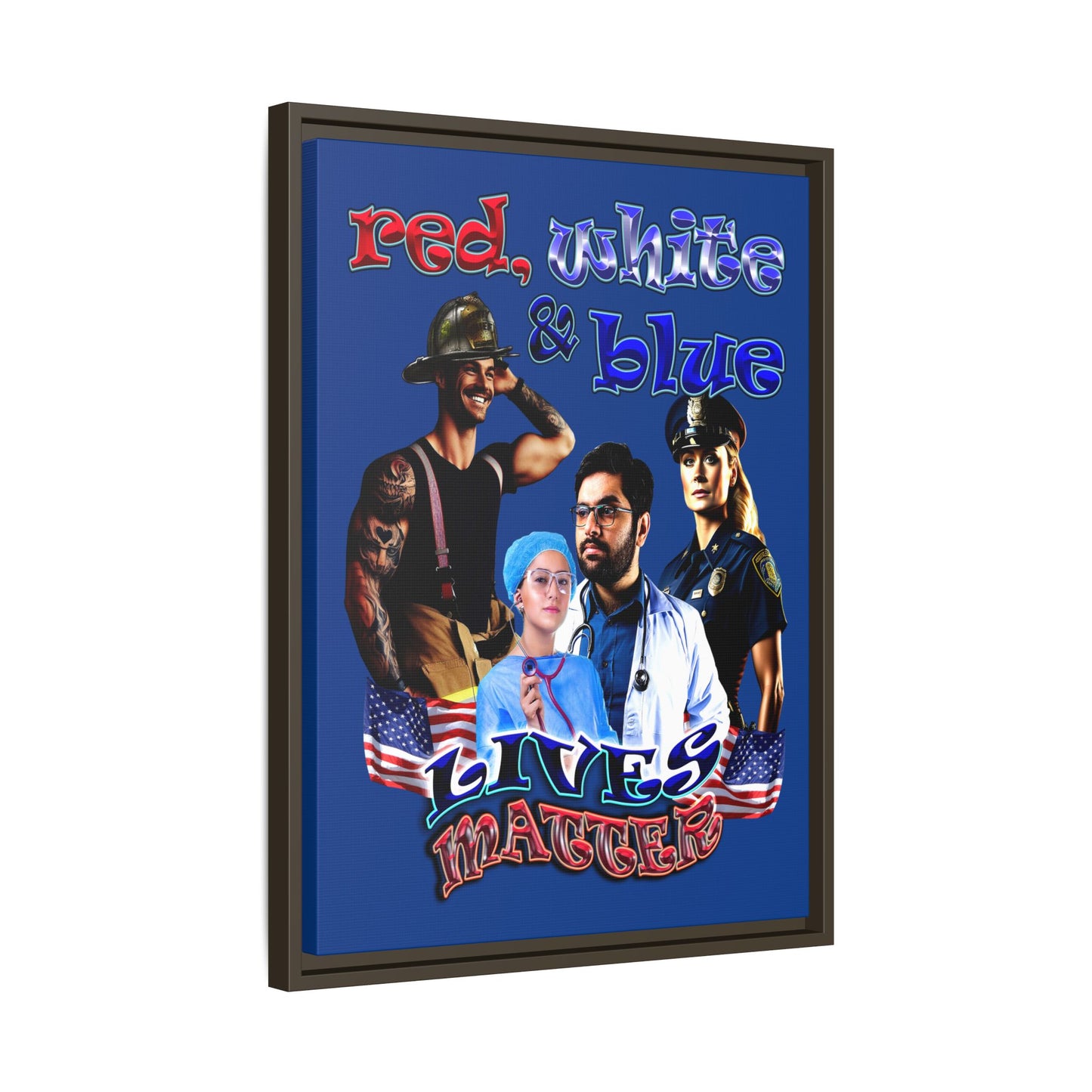 rw&b lives matter - framed canvas art (dark blue)