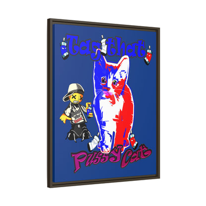 tag that - framed canvas art (dark blue)