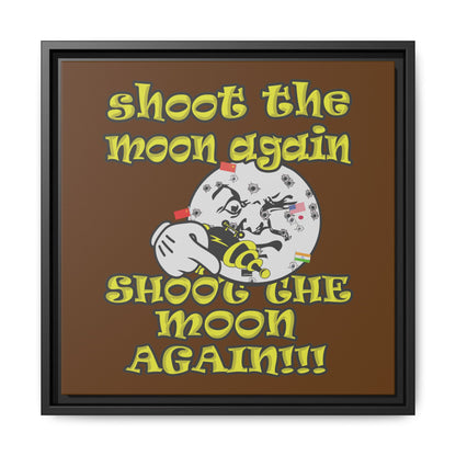 shoot the moon again - framed canvas art (brown)