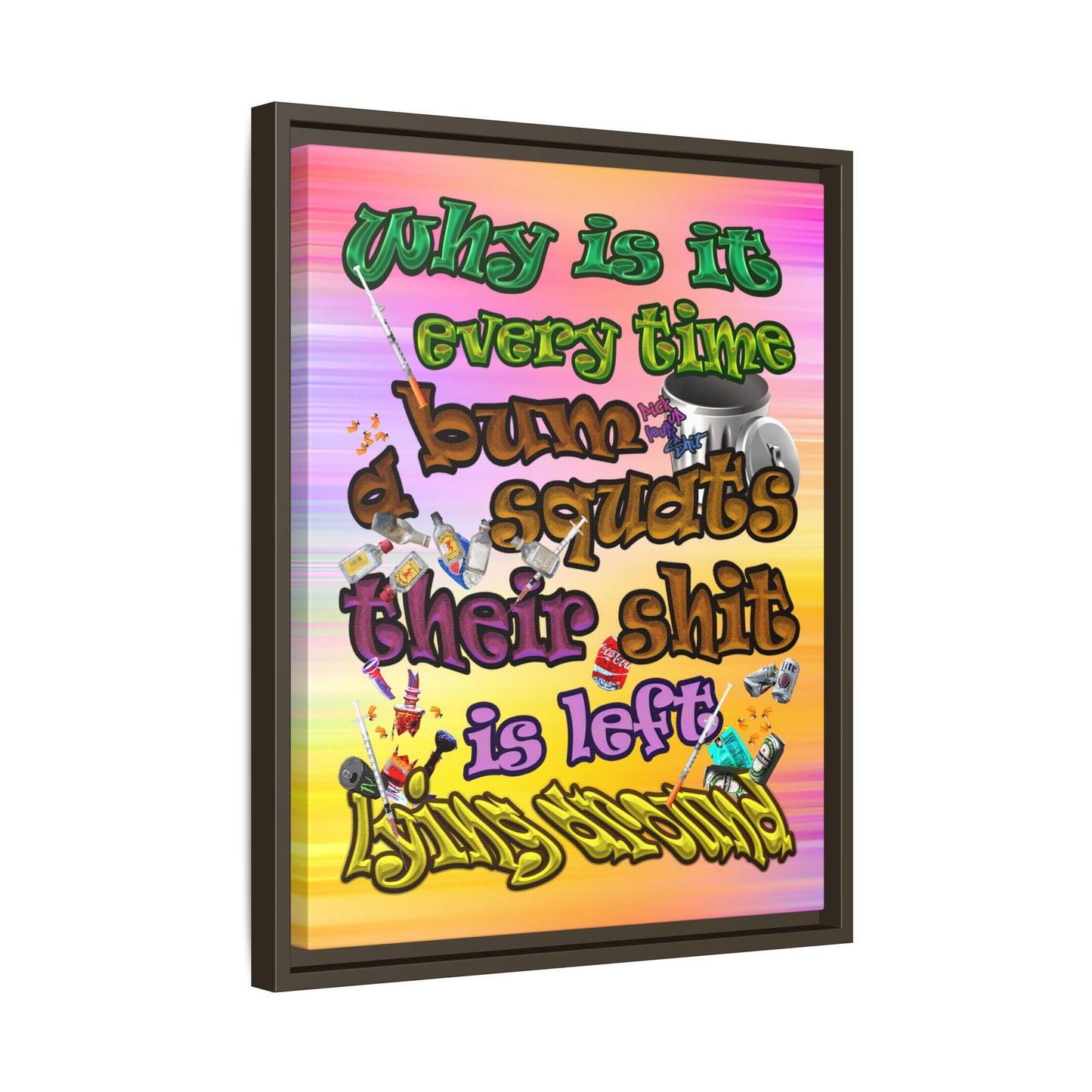 the bum's shit - framed canvas art (color blur)