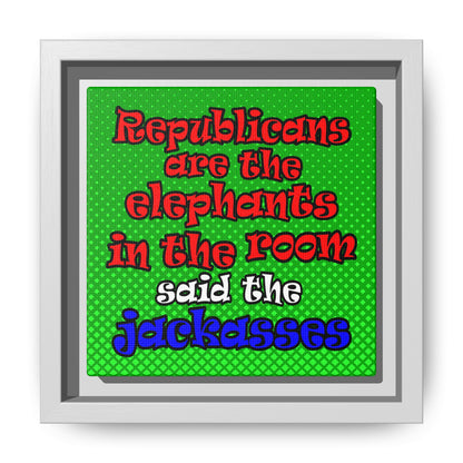 donkeys and elephants - framed canvas art (logo green)
