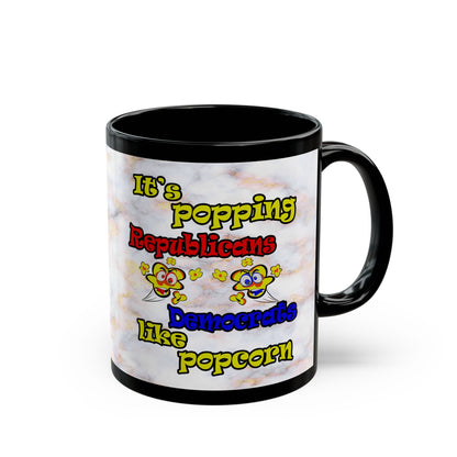 popping like popcorn - Black Mug (white marble)