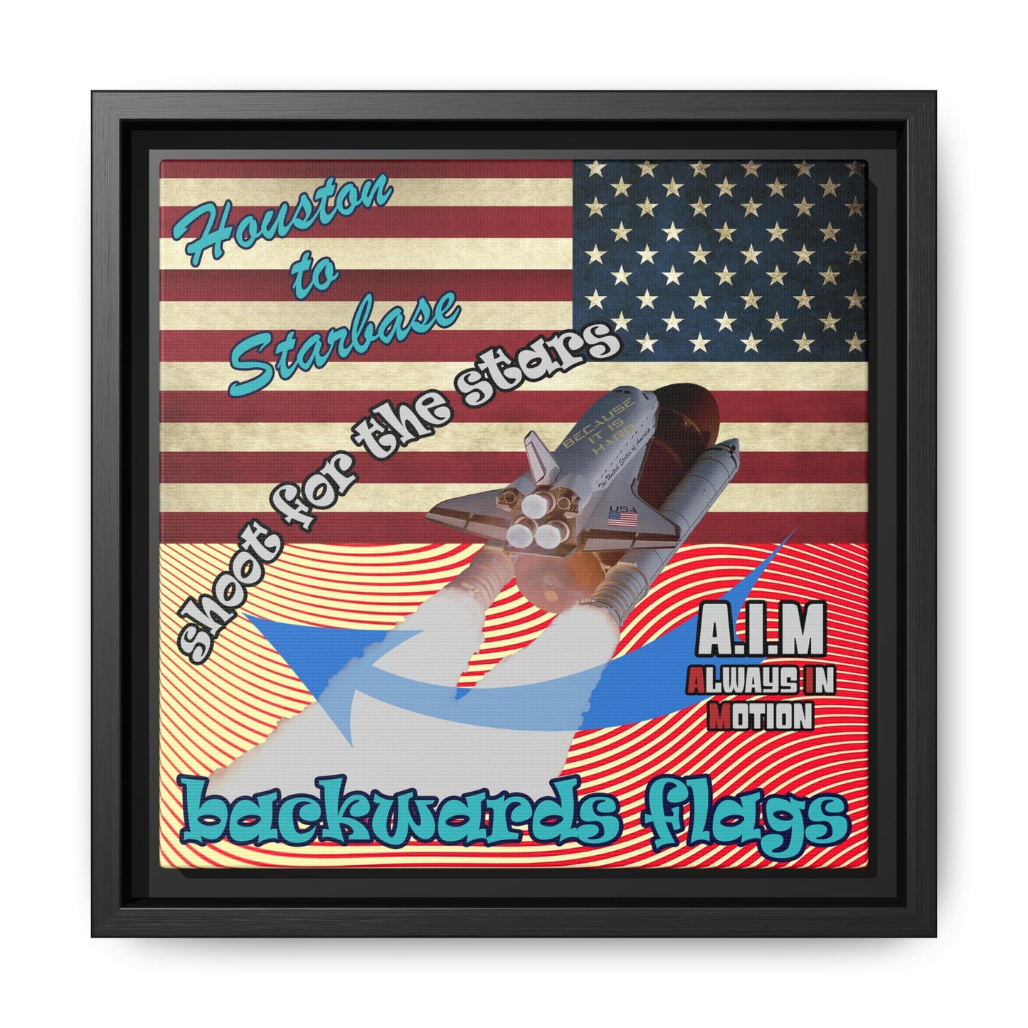shoot for the stars - framed canvas art (yellow-orange wave)