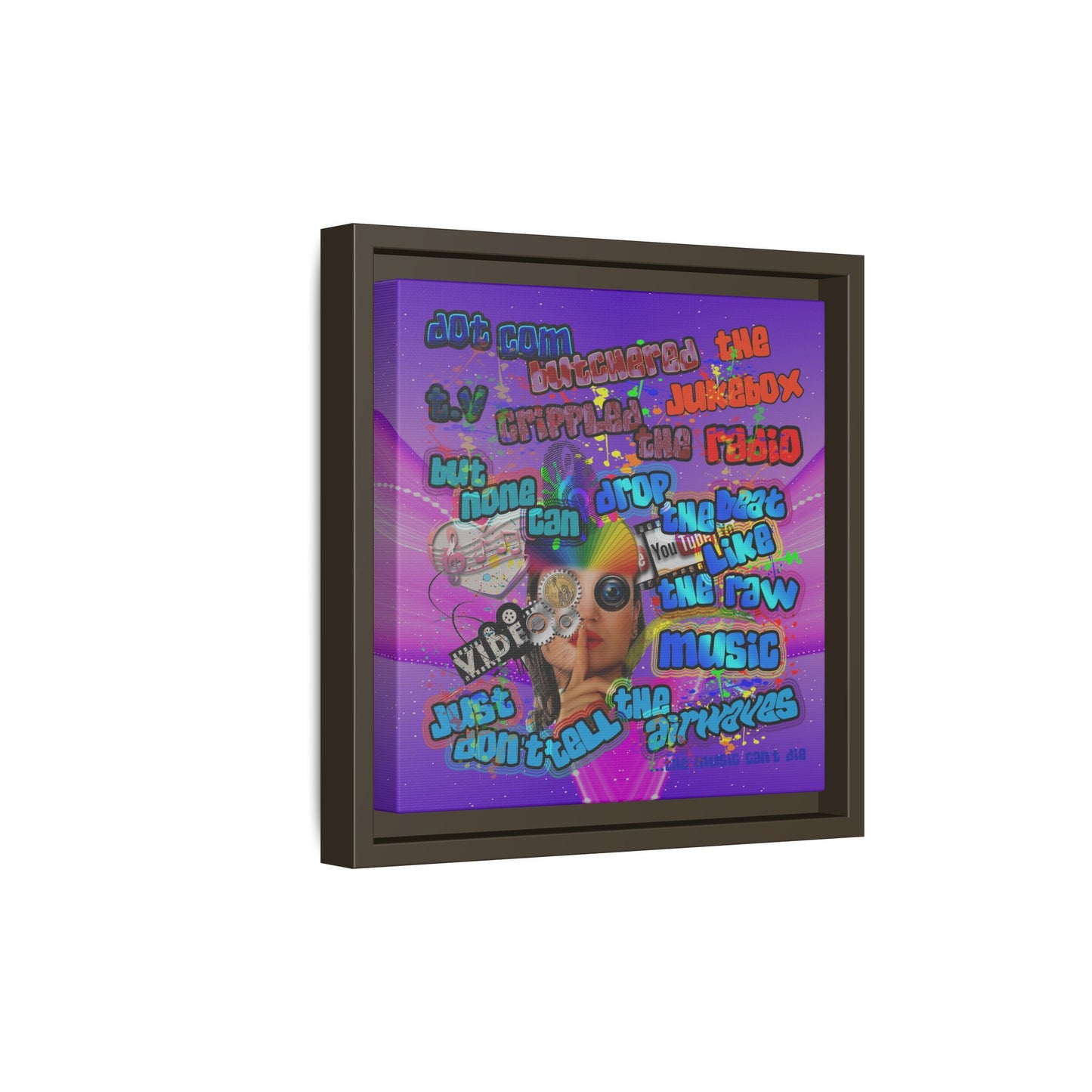 drop the beat - framed canvas art (purple-pink wave)