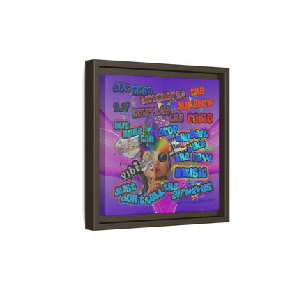 drop the beat - framed canvas art (purple-pink wave)