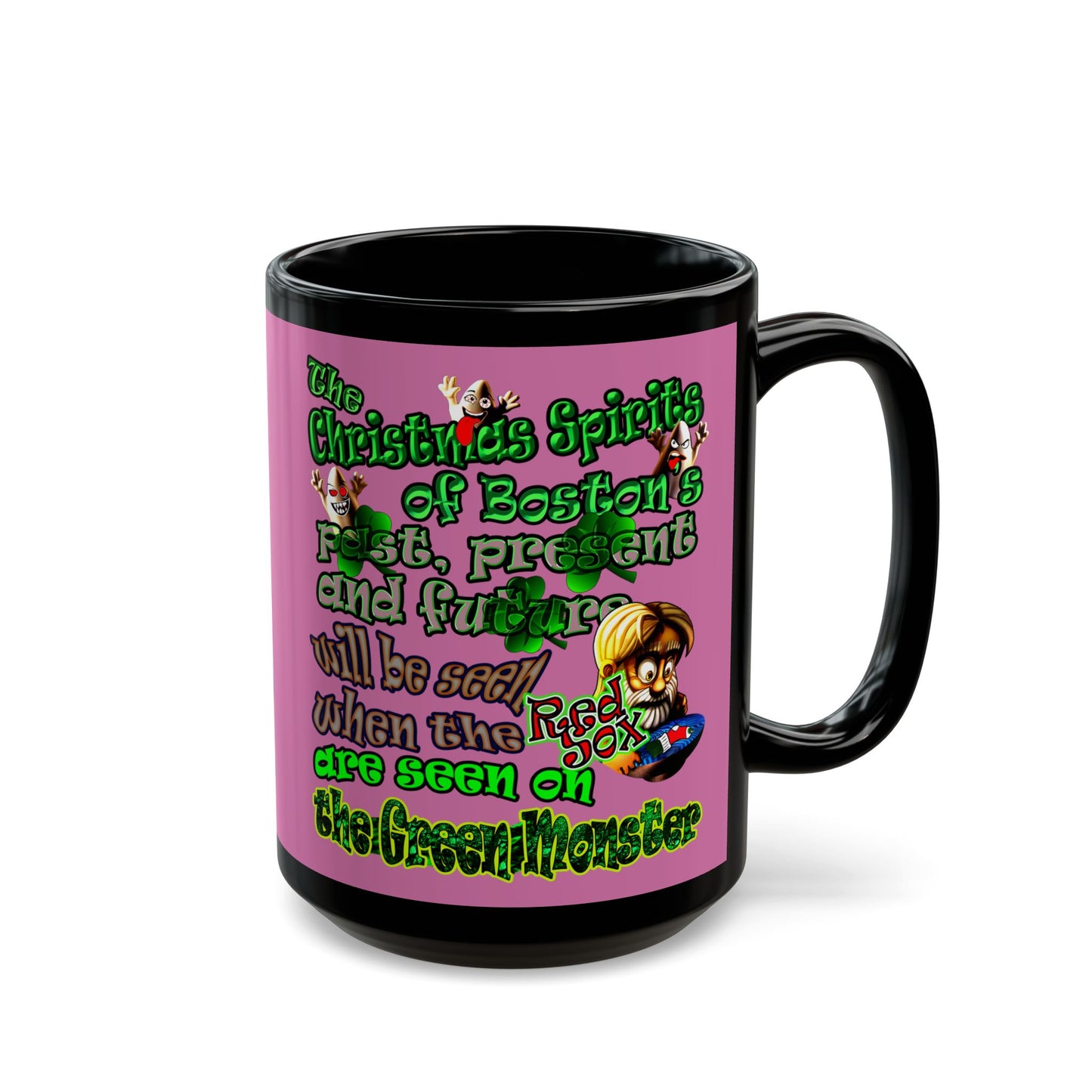 christmas spirits of boston - Black Mug (light pink)