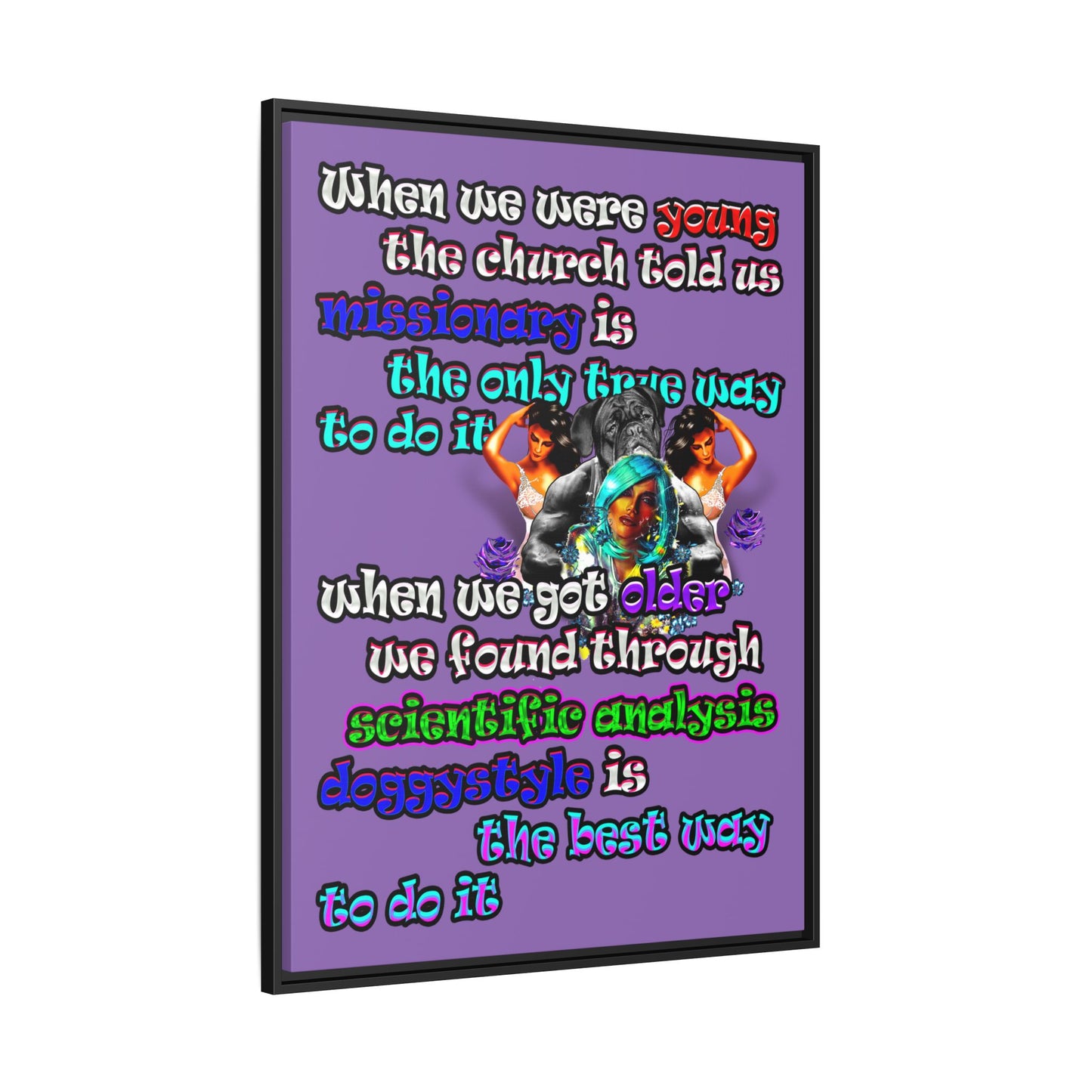doggystyle - framed canvas art (light purple)