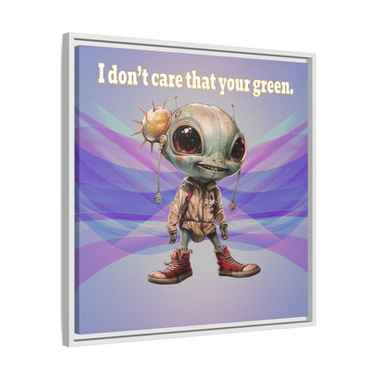 I don't care that your green - framed canvas art (light blue-pink wave)