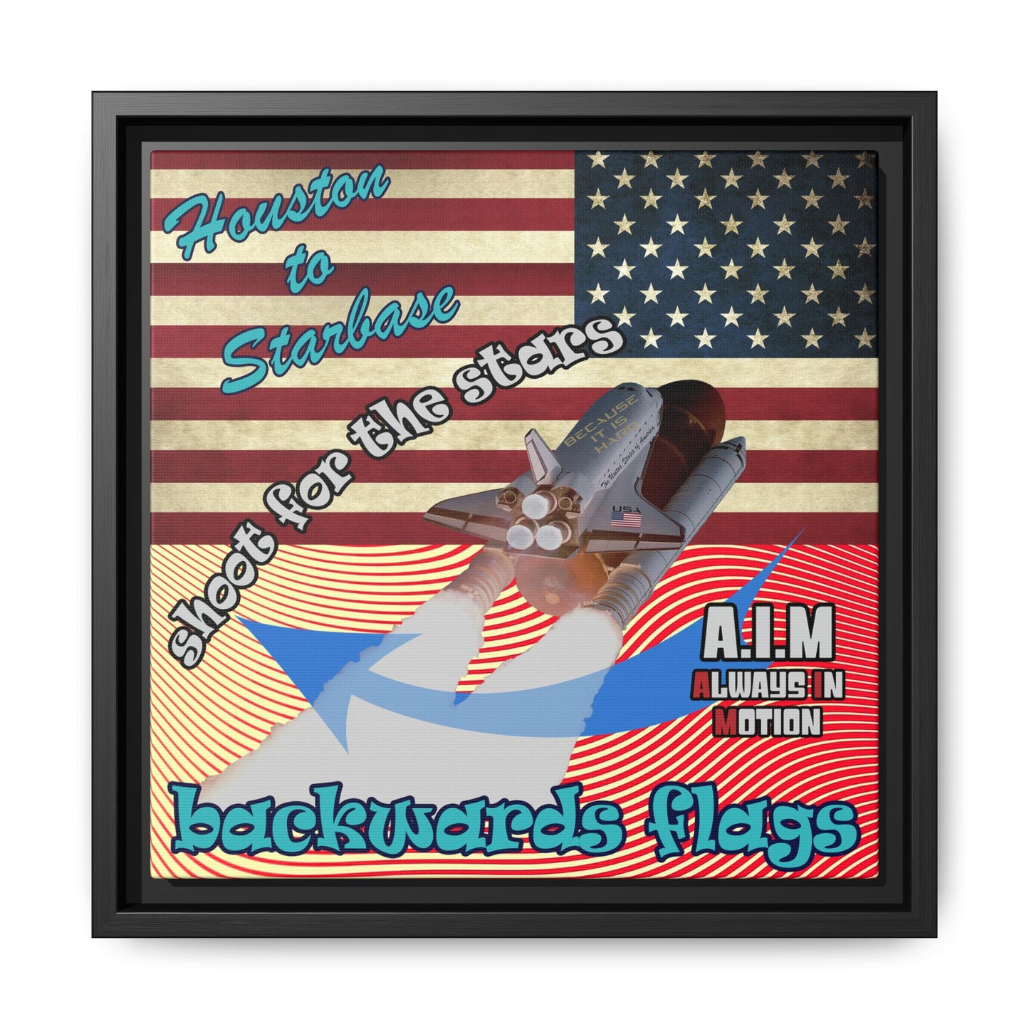 shoot for the stars - framed canvas art (yellow-orange wave)