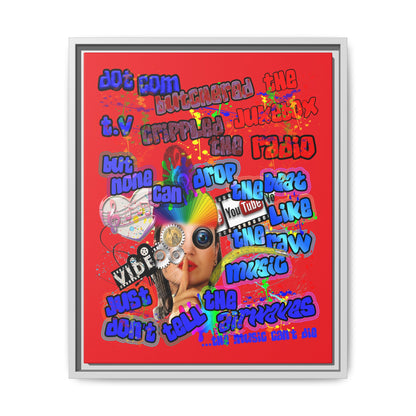 drop the beat - framed canvas art (red)