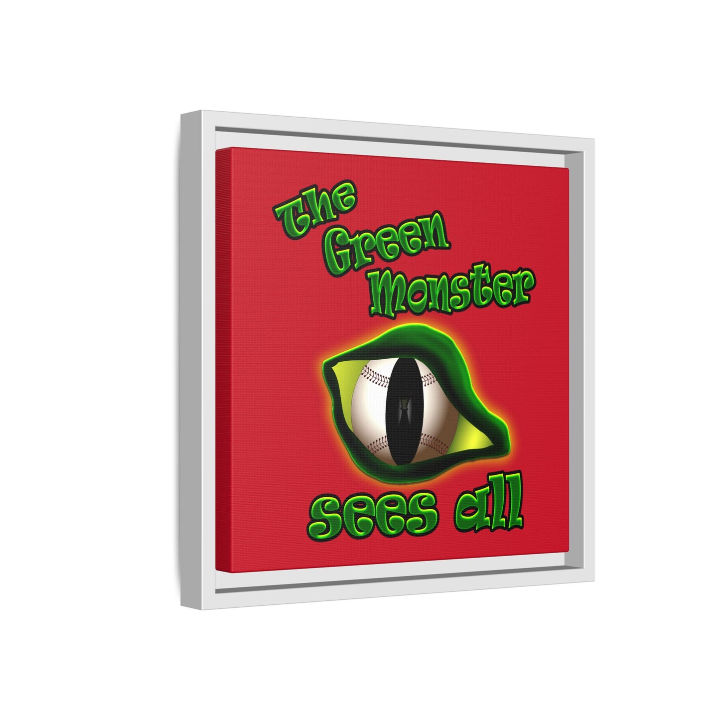 green monster - framed canvas art (dark red)