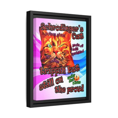schrodinger's cat - framed canvas art (light blue-pink wave)