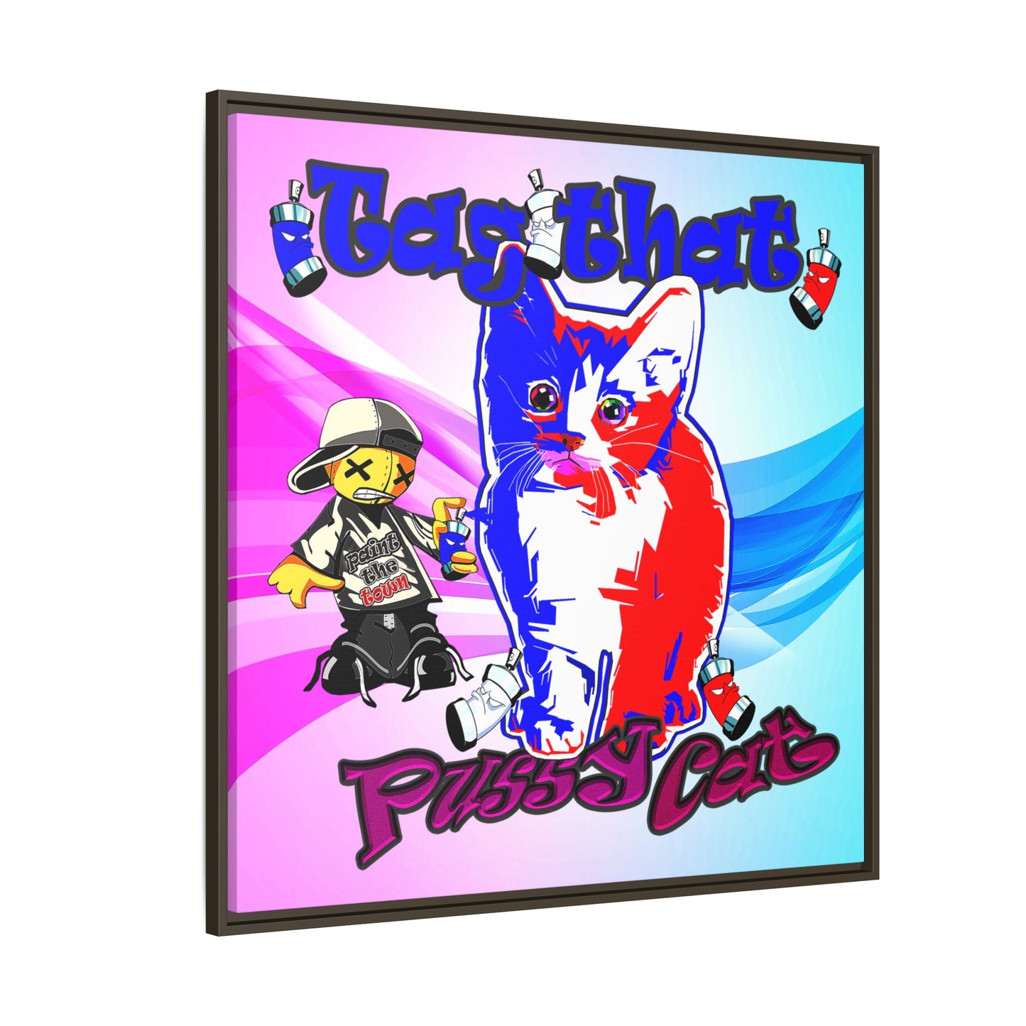 tag that - framed canvas art (light blue-pink wave)