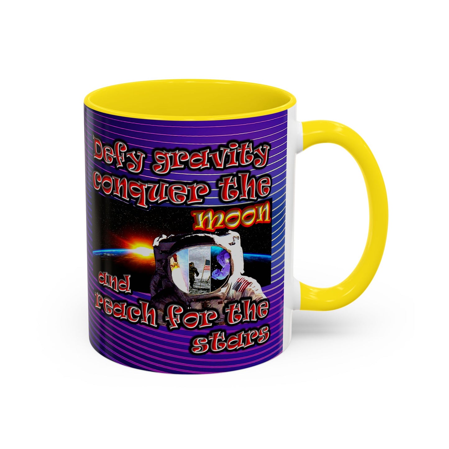 defy conquer reach - Accent Mug (purple wave)