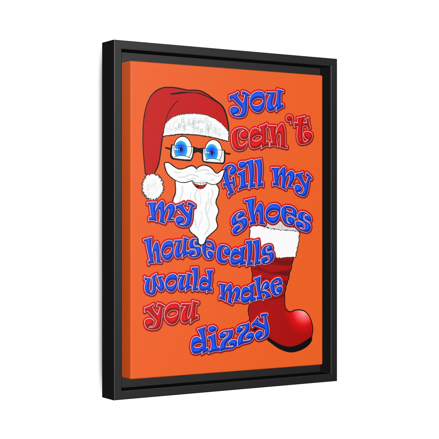 santa's shoes - framed canvas art (orange)