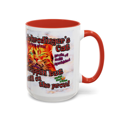 schrodinger's cat - Accent Mug (white marble)