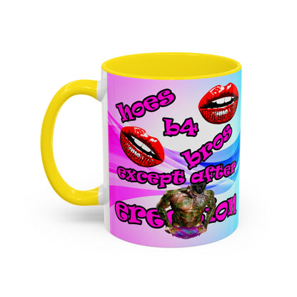 hoes b4 bros - Accent Mug (light blue-pink wave)