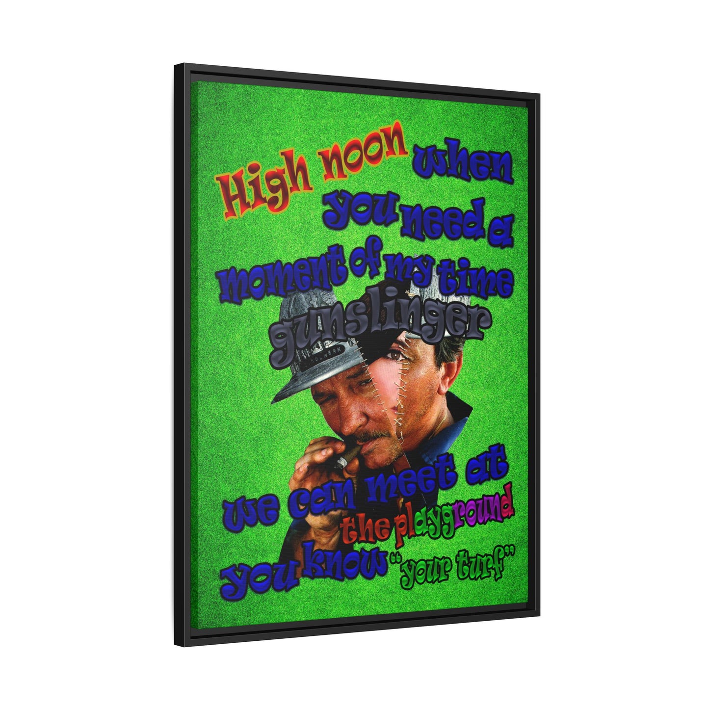 high noon - framed canvas art (green turf)