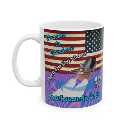shoot for the stars - White Mug (light blue-purple wave)