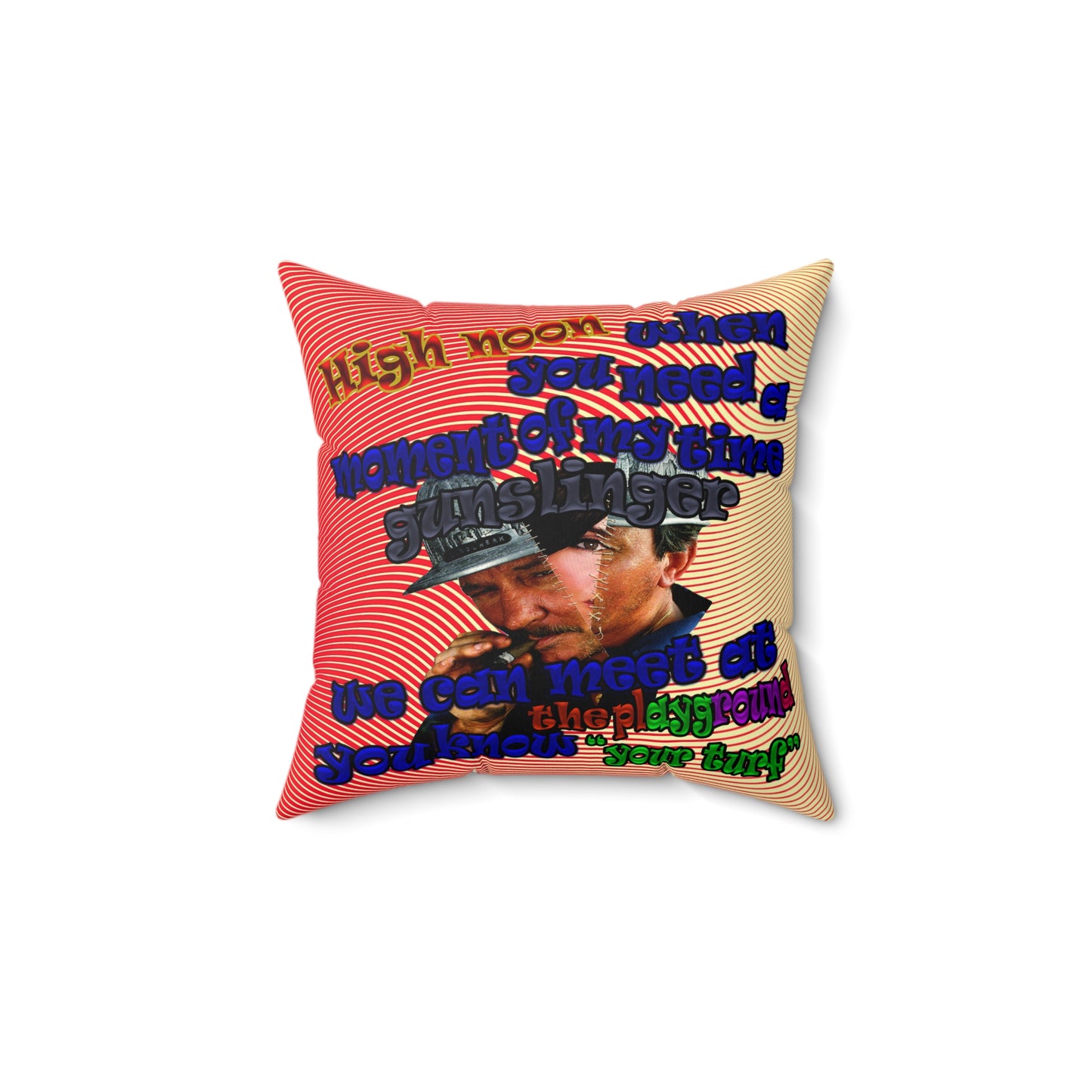 high noon - Spun Polyester Square Pillow - (yellow-orange wave)