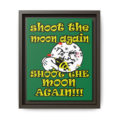 shoot the moon again - framed canvas art (dark green)