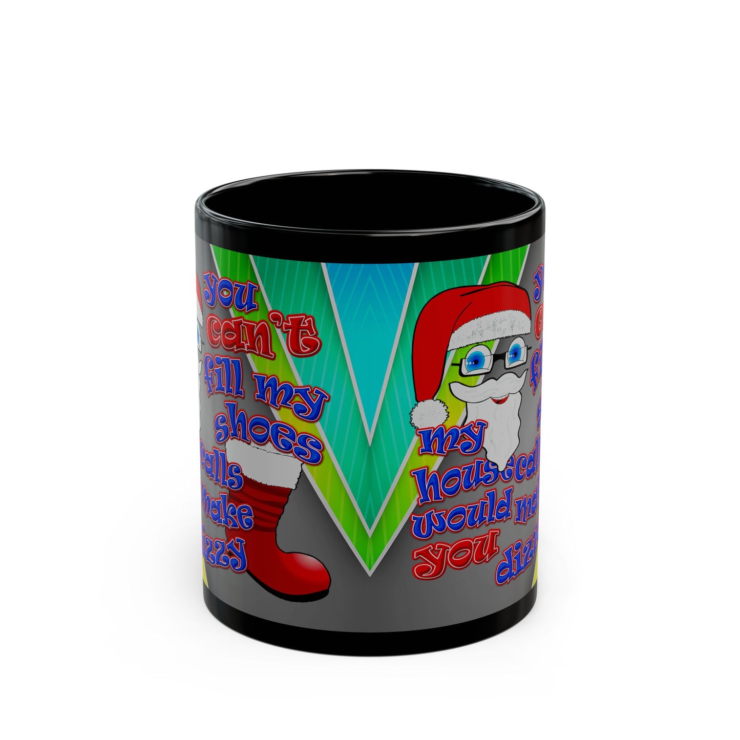 santa's shoes - Black Mug (rainbow split)