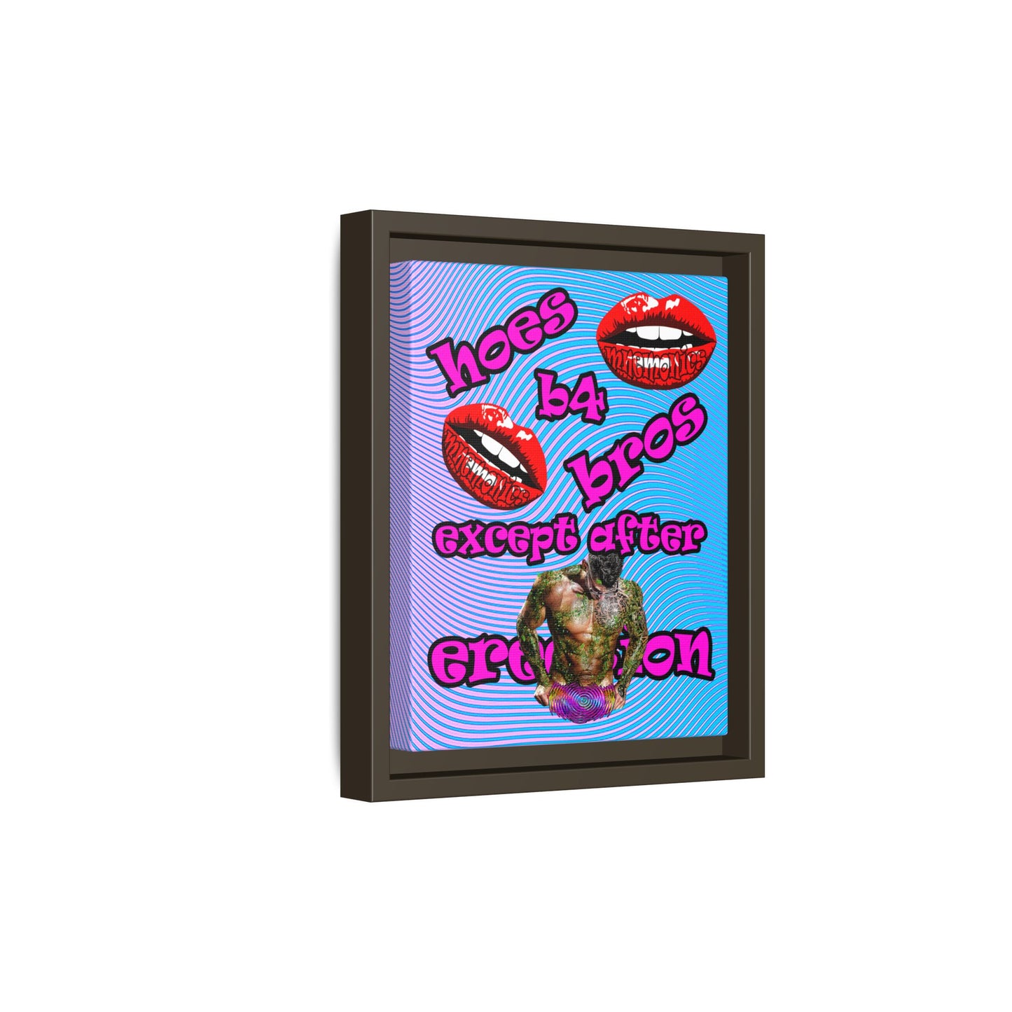 hoes b4 bros - framed canvas art (light blue-purple wave)