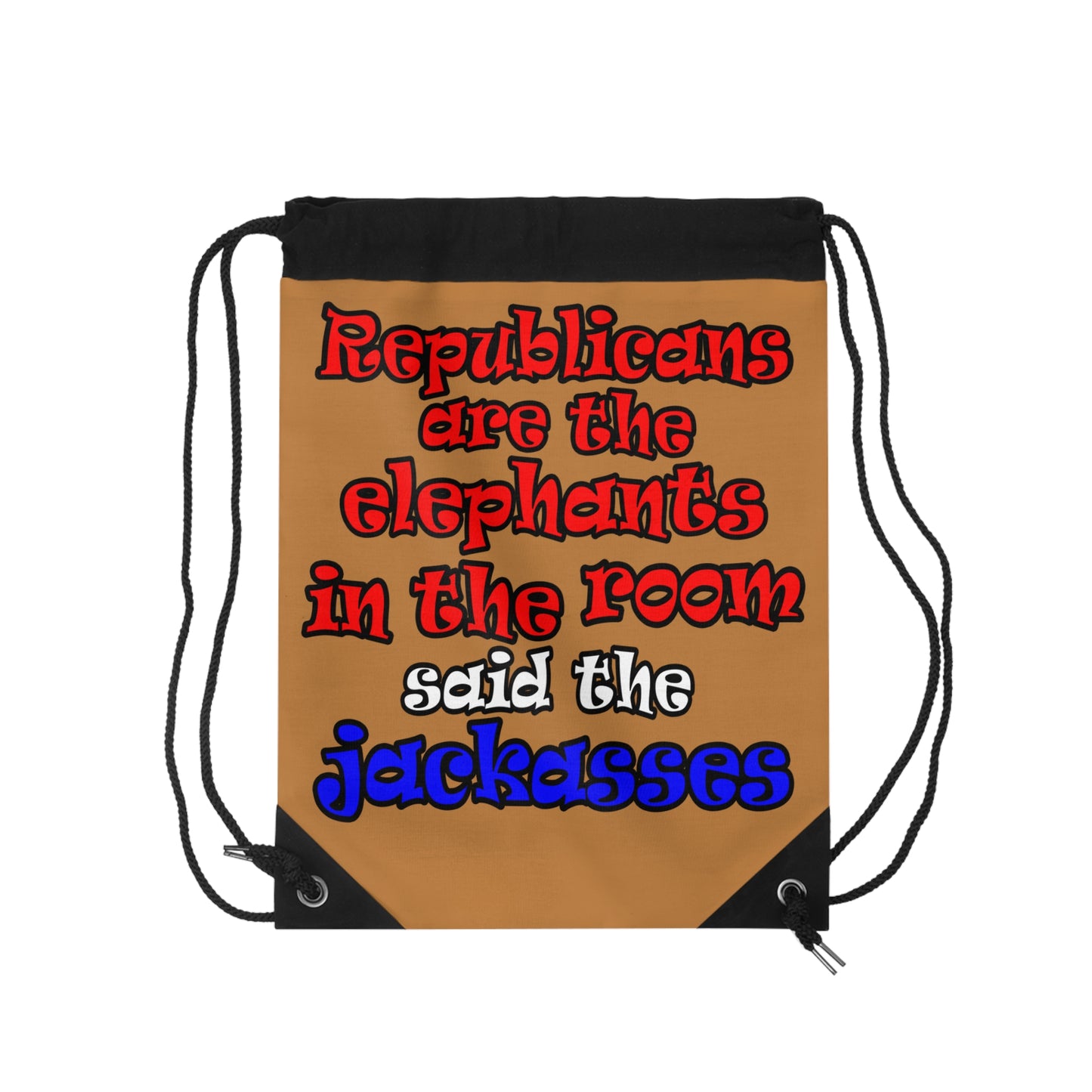donkeys and elephants - Drawstring Bag (light brown)