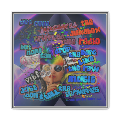 drop the beat - framed canvas art (grey-pink wave)