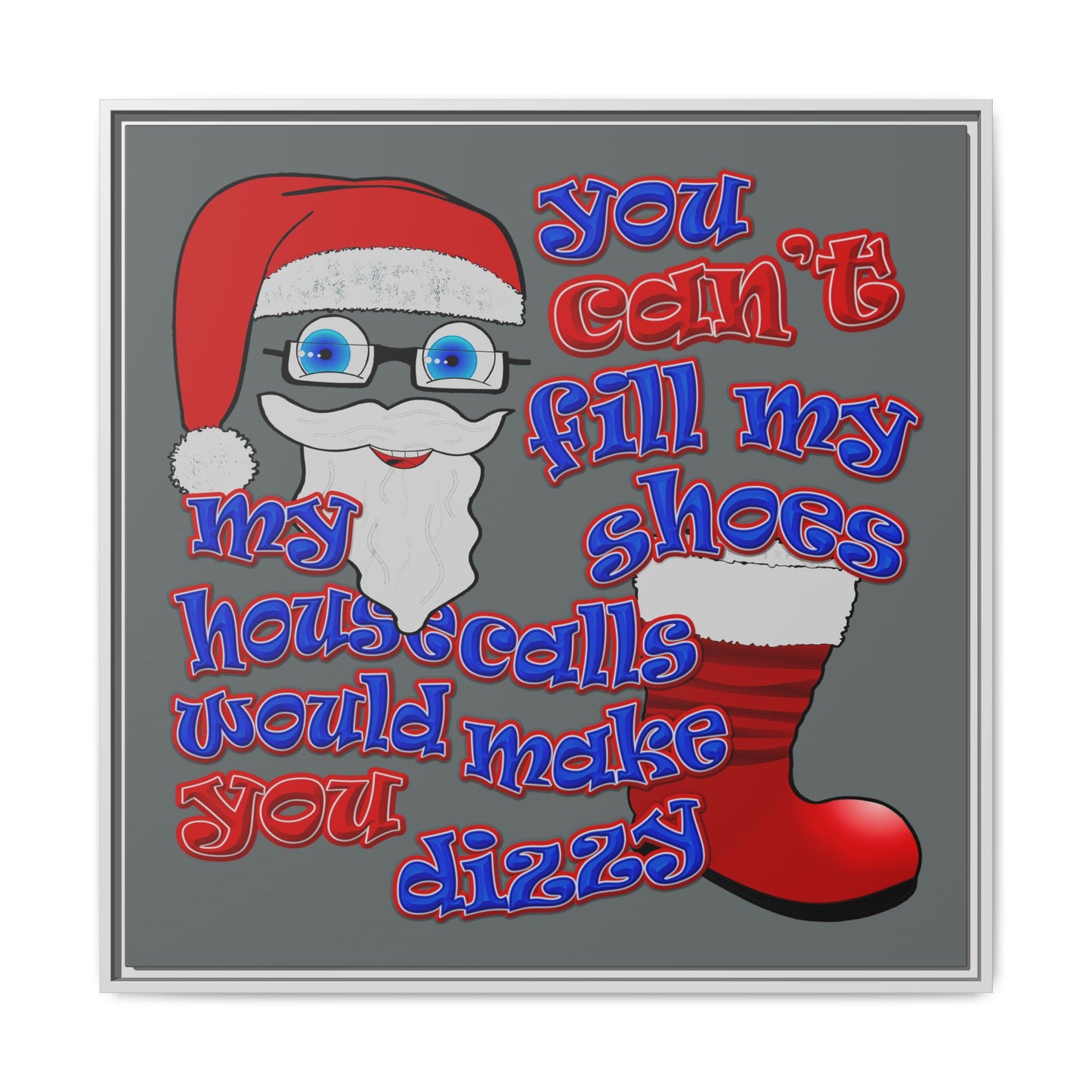 santa's shoes - framed canvas art (dark grey)