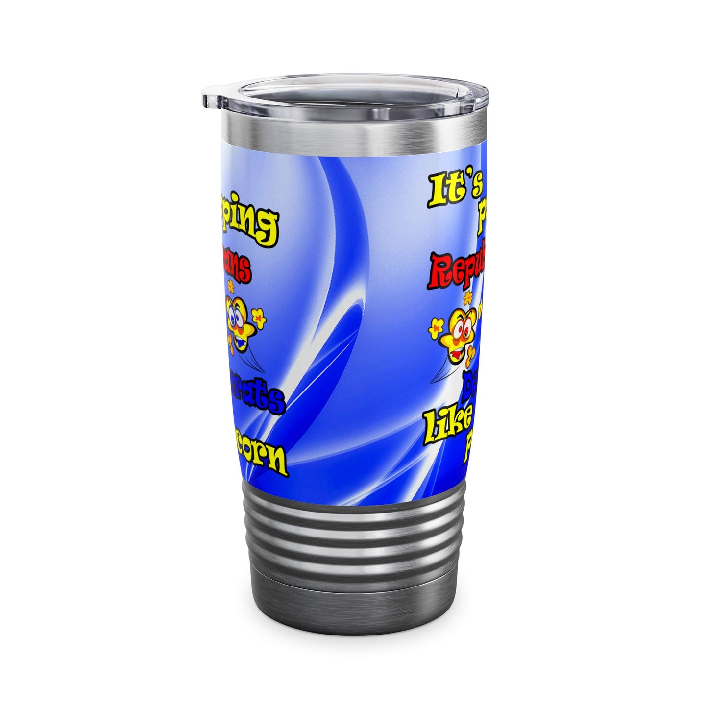 popping like popcorn - Ringneck Tumbler, 20oz (blue-white wave)