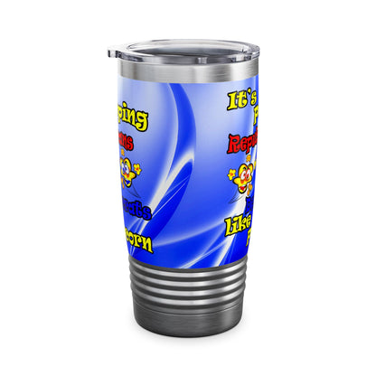 popping like popcorn - Ringneck Tumbler, 20oz (blue-white wave)