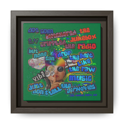 drop the beat - framed canvas art (dark green)