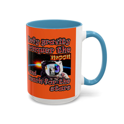 defy conquer reach - Accent Mug (orange)
