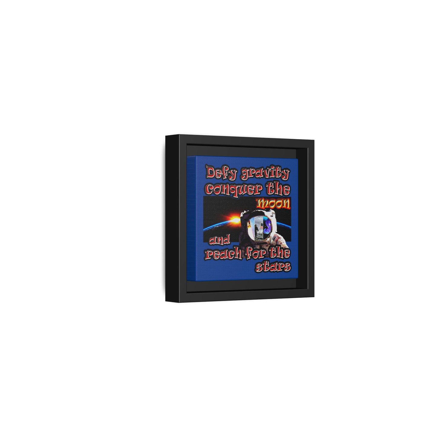 defy conquer reach - framed canvas art (dark blue)