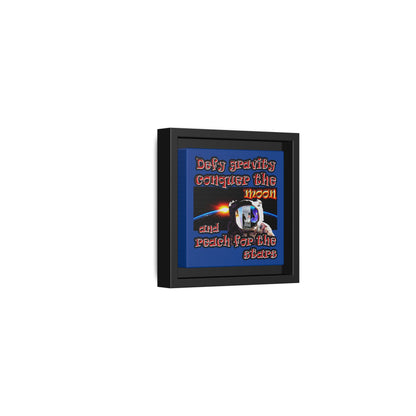 defy conquer reach - framed canvas art (dark blue)