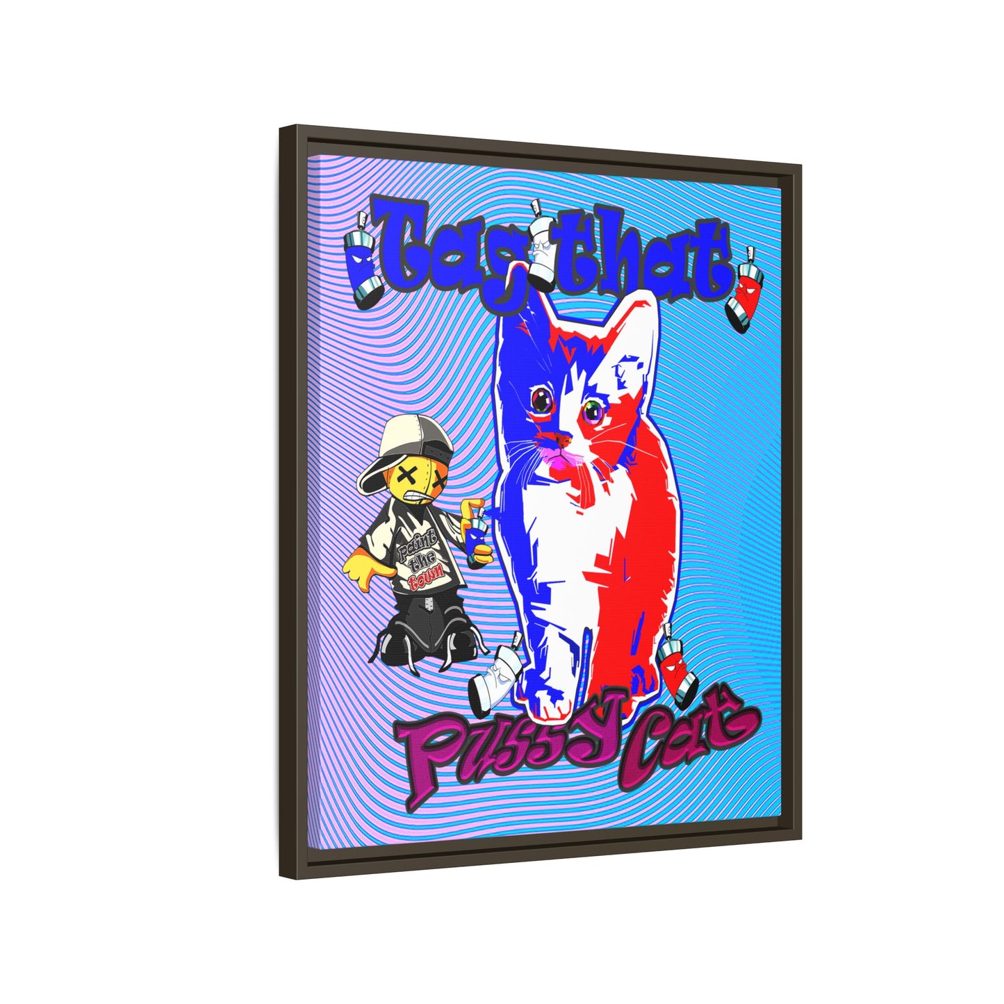 tag that - framed canvas art (light blue-purple wave)